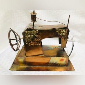Vintage Copper Metal Music Sewing Machine Music Box